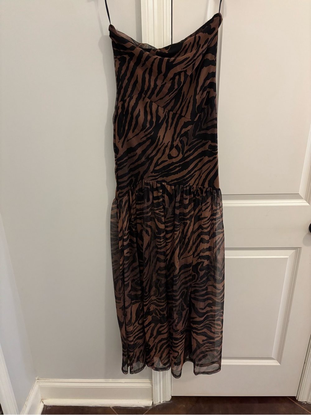 Brown and Black Animal Print Slip Dress - Women's